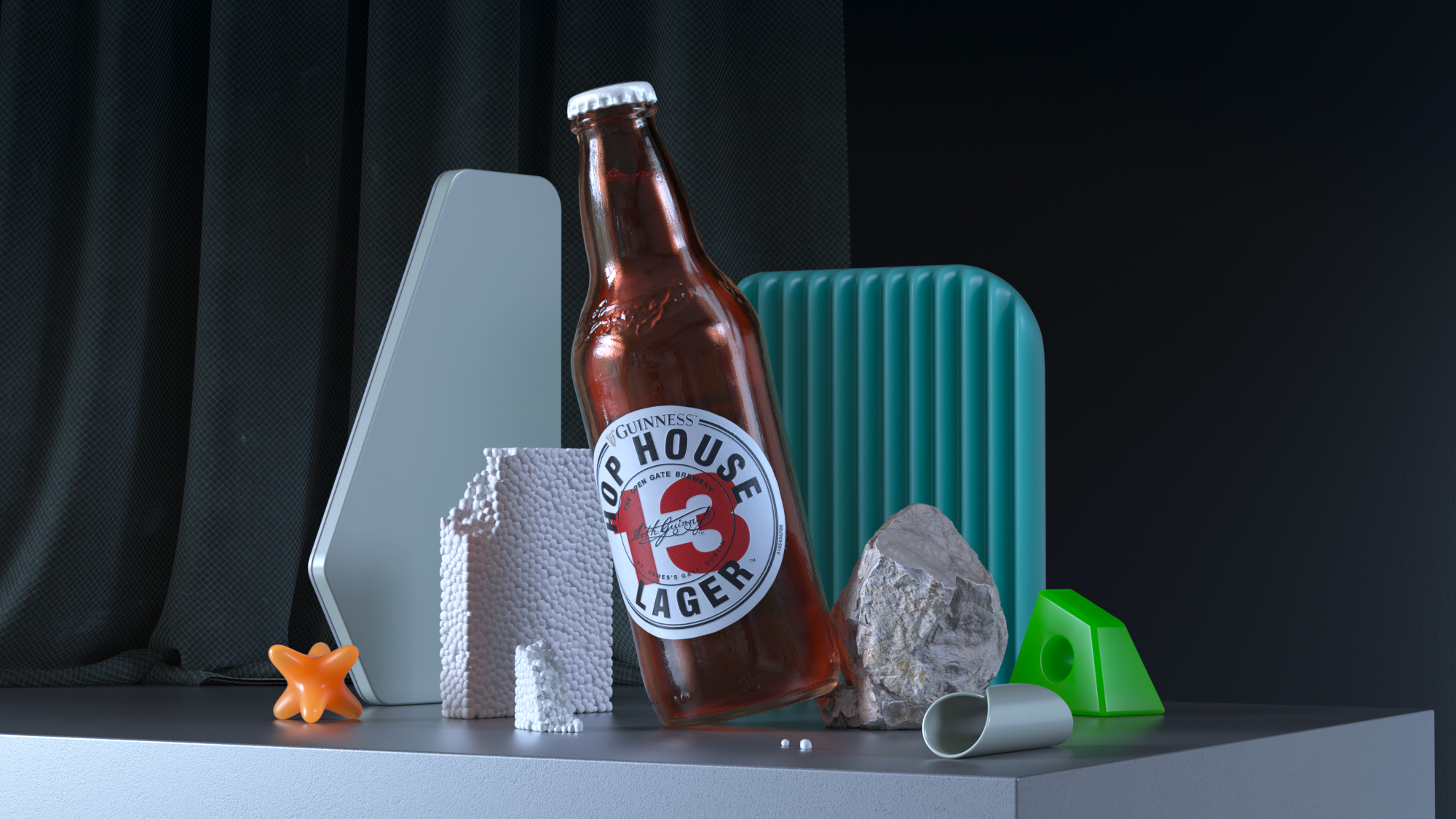 All the details of this Still-Life 3D Render are designed to highlight the main figure and achieve an attractive rendering for marketing.