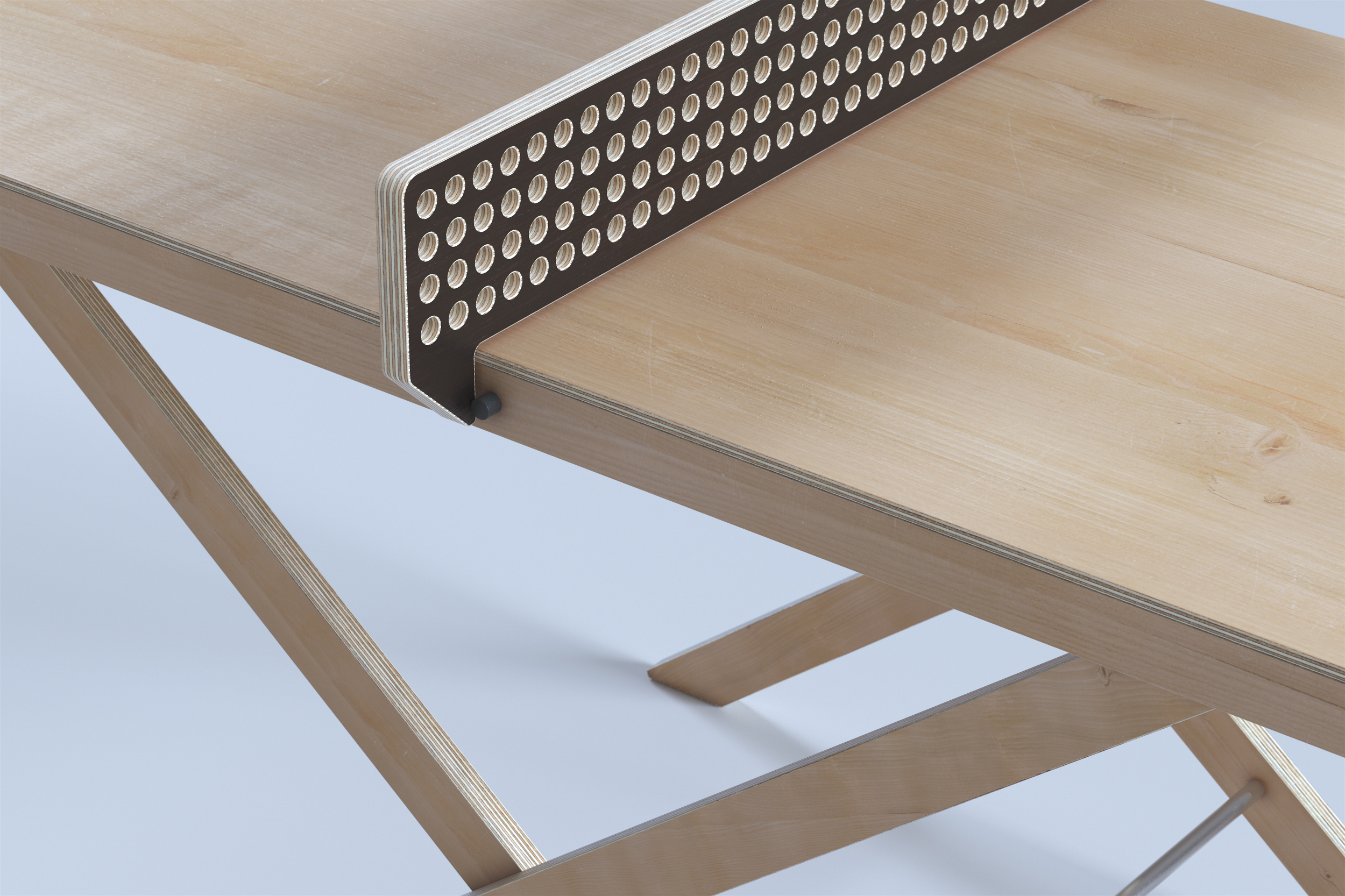 Enlarged detail of a 3D product. 3D model of a Ping Pong table