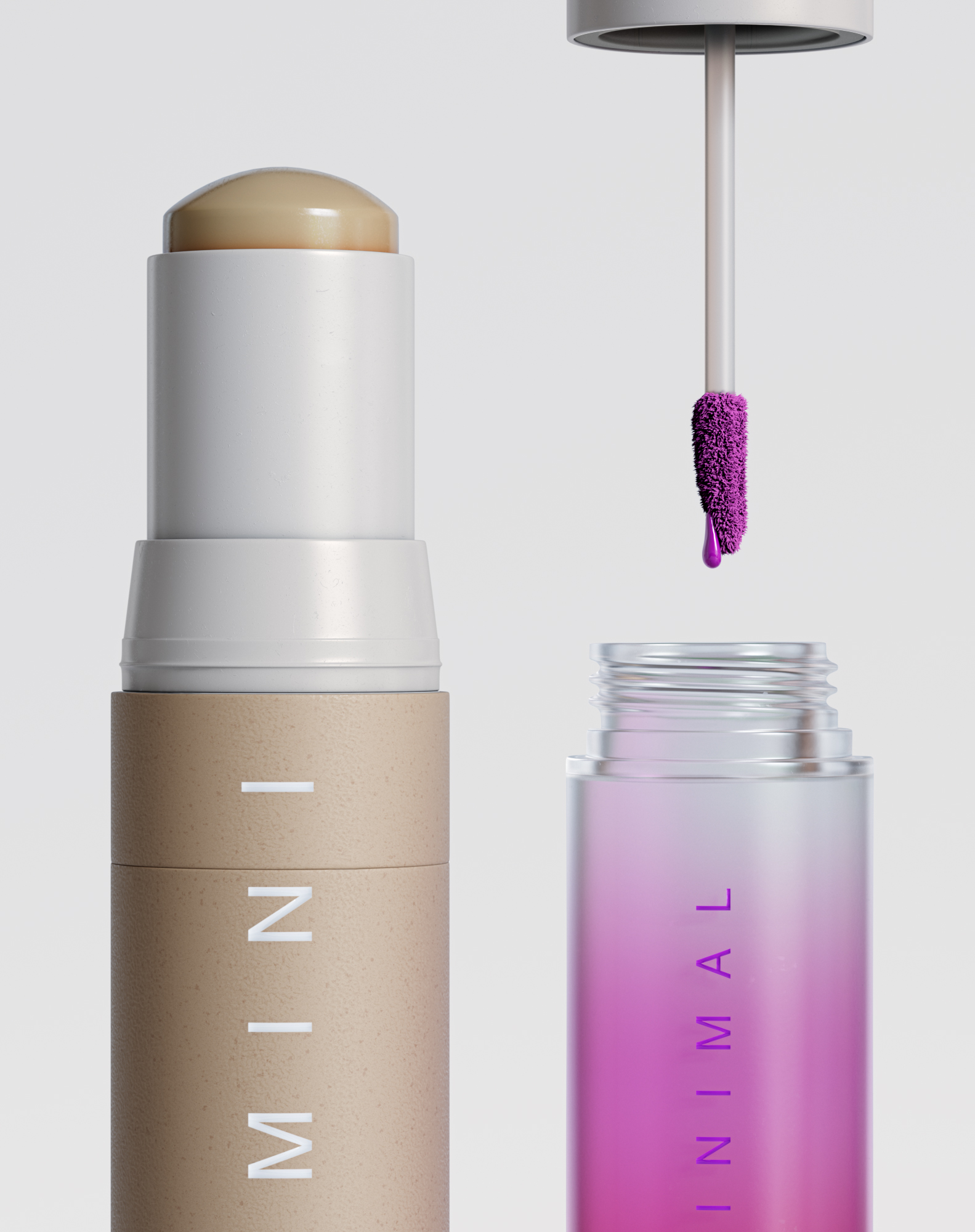 Detail of rendering in beauty and cosmetic products. 3D modeling and rendering with high quality.