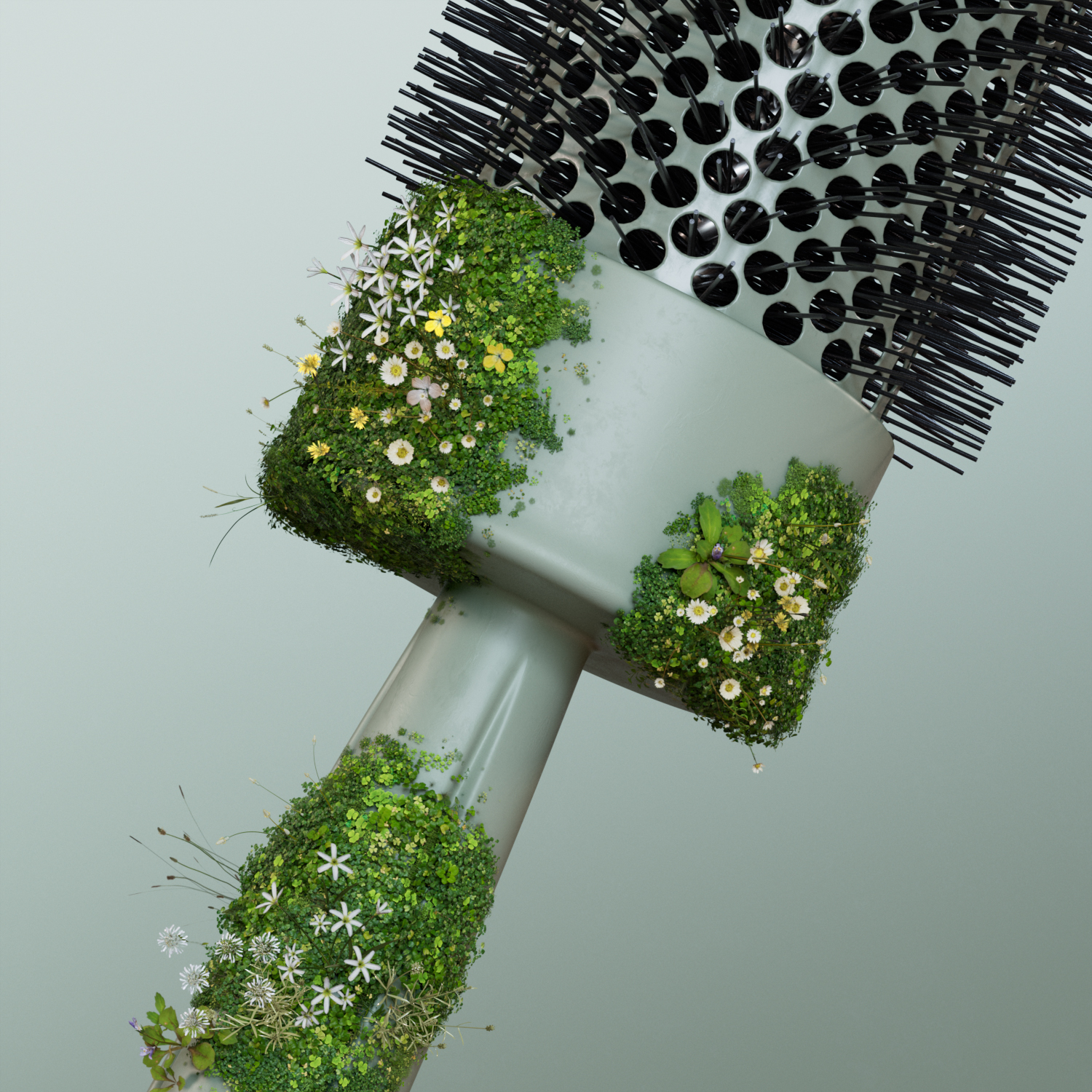 Detail of brush made in 3D with embedded vegetation for a more organic and natural vision of the material.