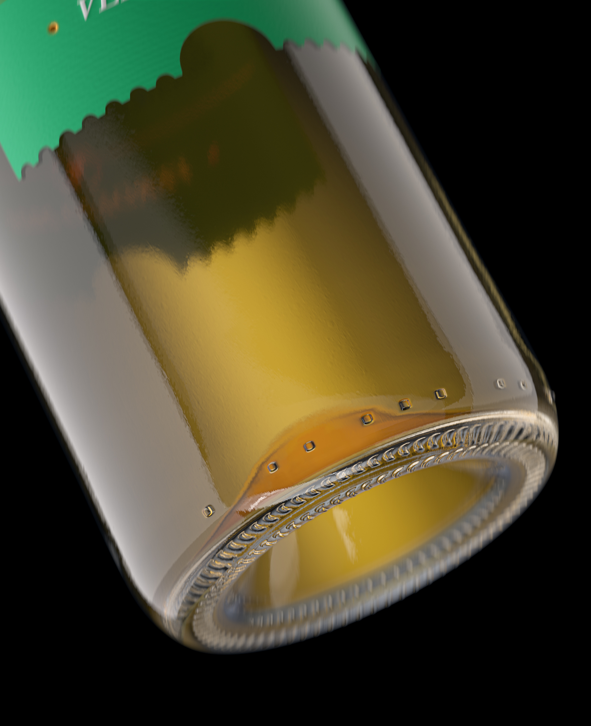 Detail of wine bottle made in 3d